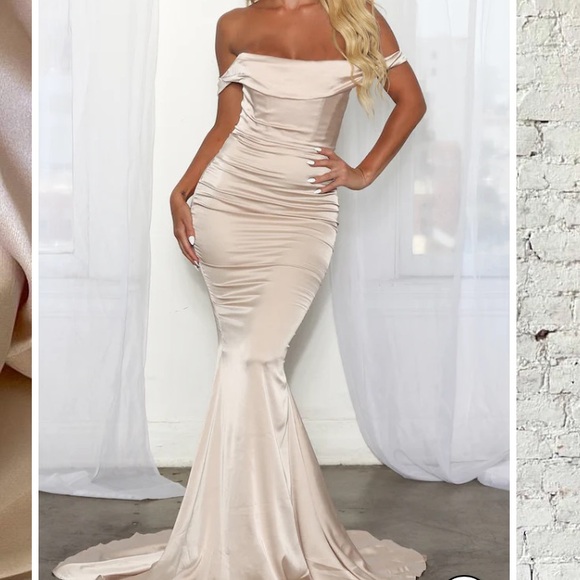 Off the shoulder champagne gown - Picture 2 of 2